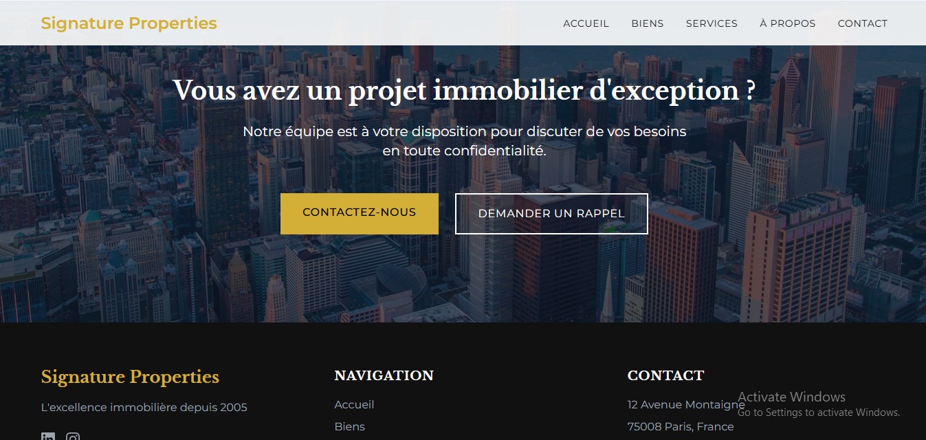 Screenshot of website design with +45% bookings increase